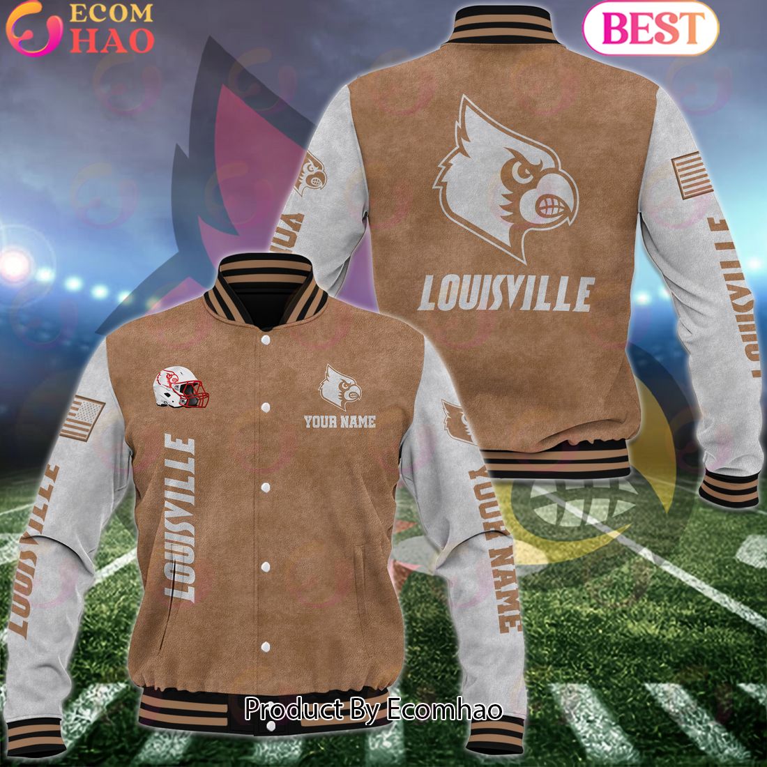 NCAA Louisville Cardinals Salute to Service For Veteran Day Color Custom Name Baseball Jacket