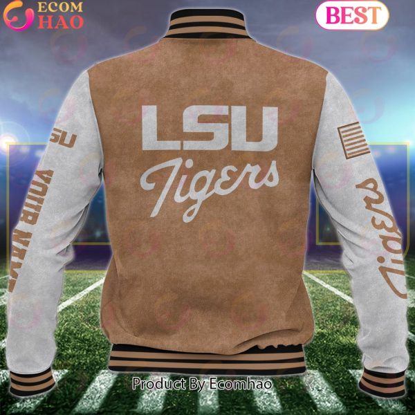 NCAA LSU TIGERS Salute to Service For Veteran Day Color Custom Name Baseball Jacket