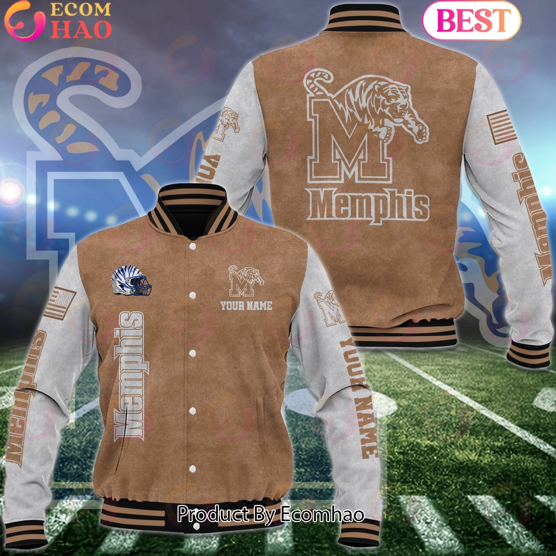 NCAA Memphis Tigers Salute to Service For Veteran Day Color Custom Name Baseball Jacket