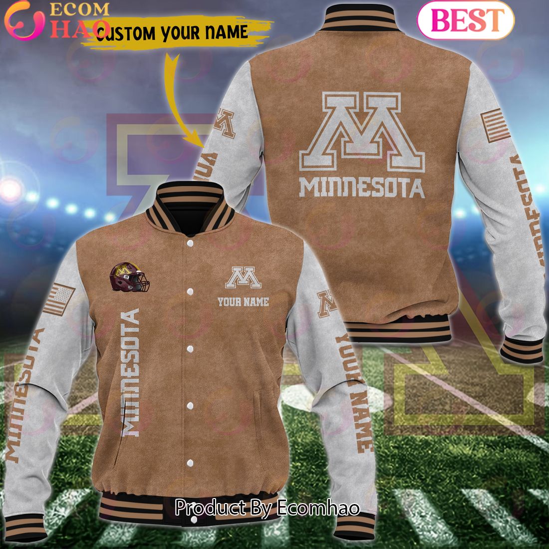 NCAA Minnesota Golden Gophers Salute to Service For Veteran Day Color Custom Name Baseball Jacket