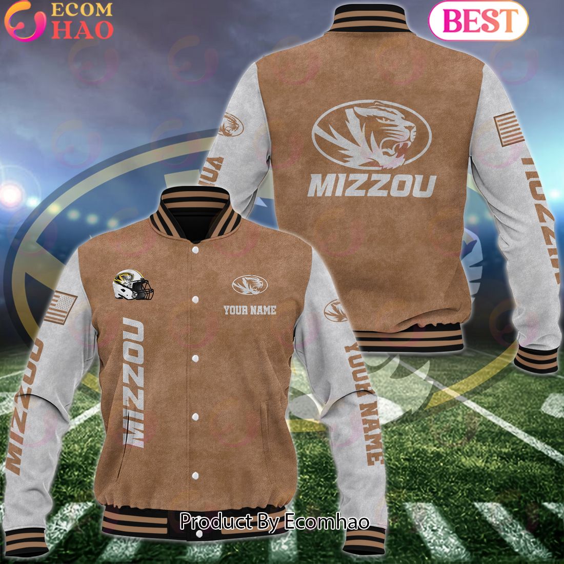 NCAA Missouri Tigers Salute to Service For Veteran Day Color Custom Name Baseball Jacket