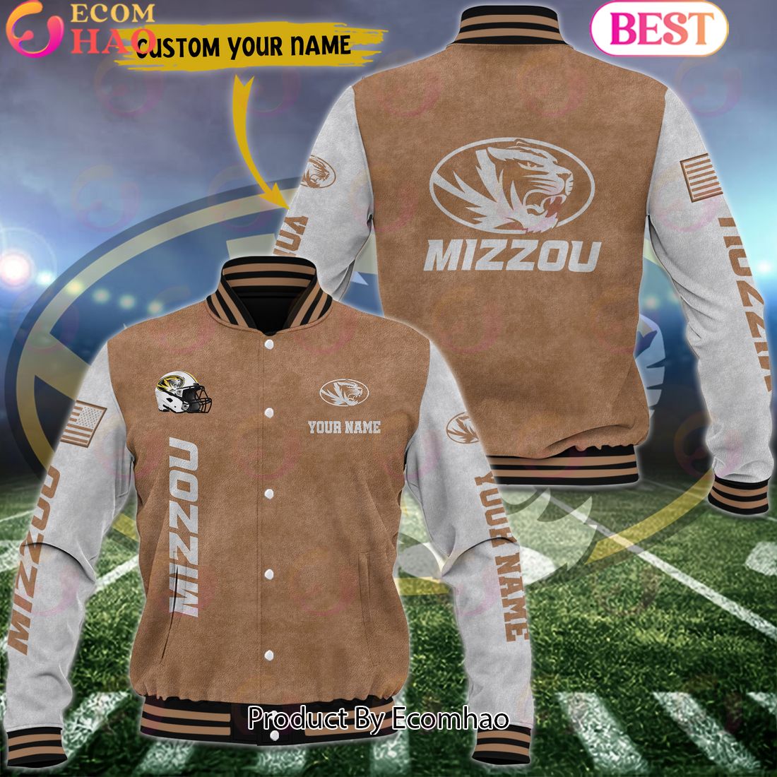 NCAA Missouri Tigers Salute to Service For Veteran Day Color Custom Name Baseball Jacket