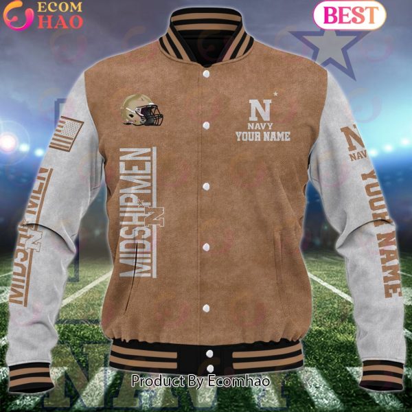 NCAA Navy Midshipmen Salute to Service For Veteran Day Color Custom Name Baseball Jacket
