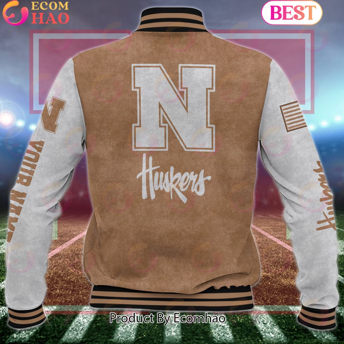 NCAA Nebraska Cornhuskers Salute to Service For Veteran Day Color Custom Name Baseball Jacket