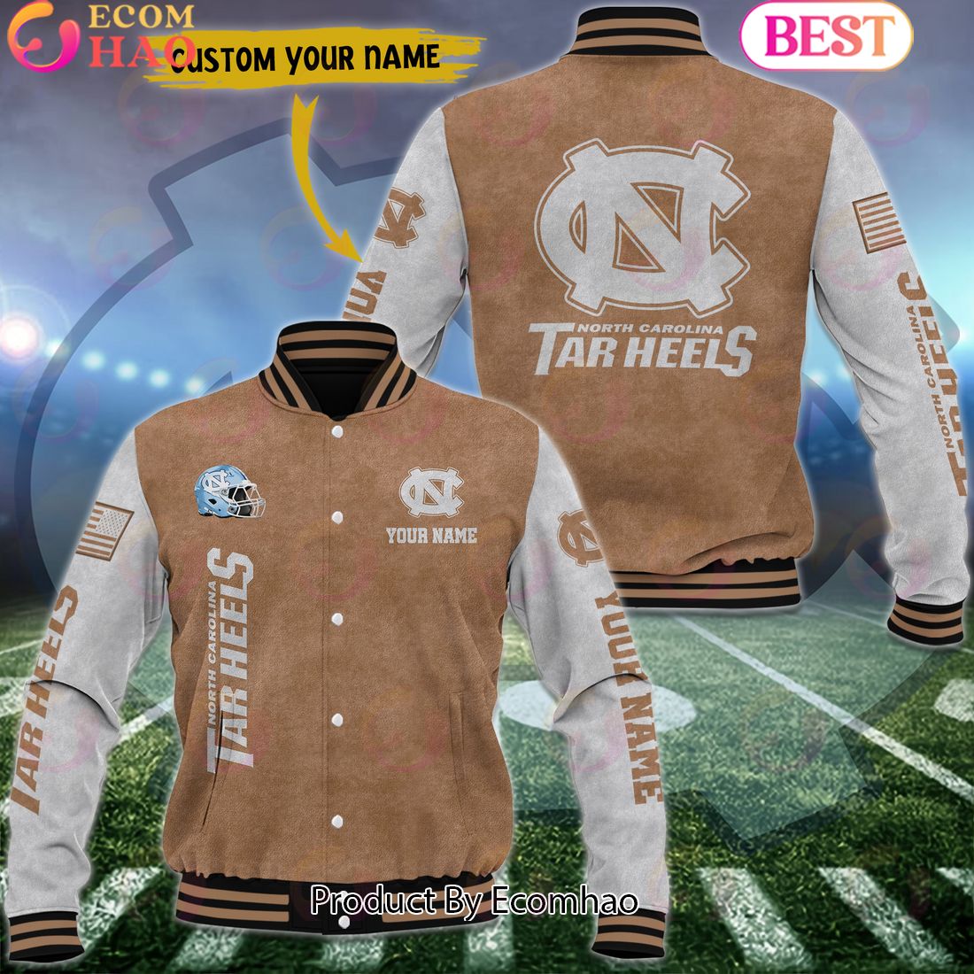 NCAA North Carolina Tar Heels Salute to Service For Veteran Day Color Custom Name Baseball Jacket