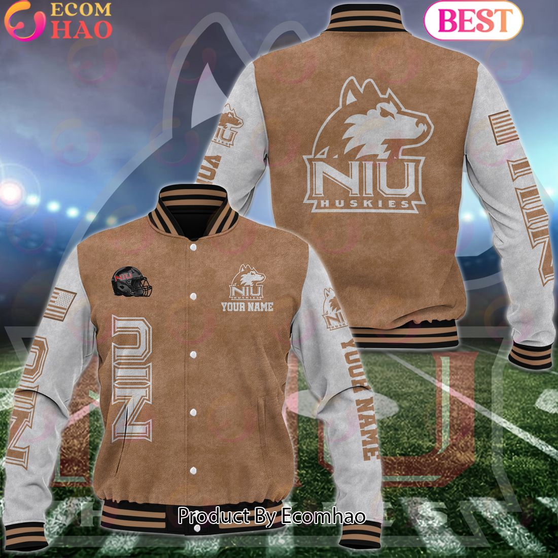 NCAA Northern Illinois Huskies Salute to Service For Veteran Day Color Custom Name Baseball Jacket