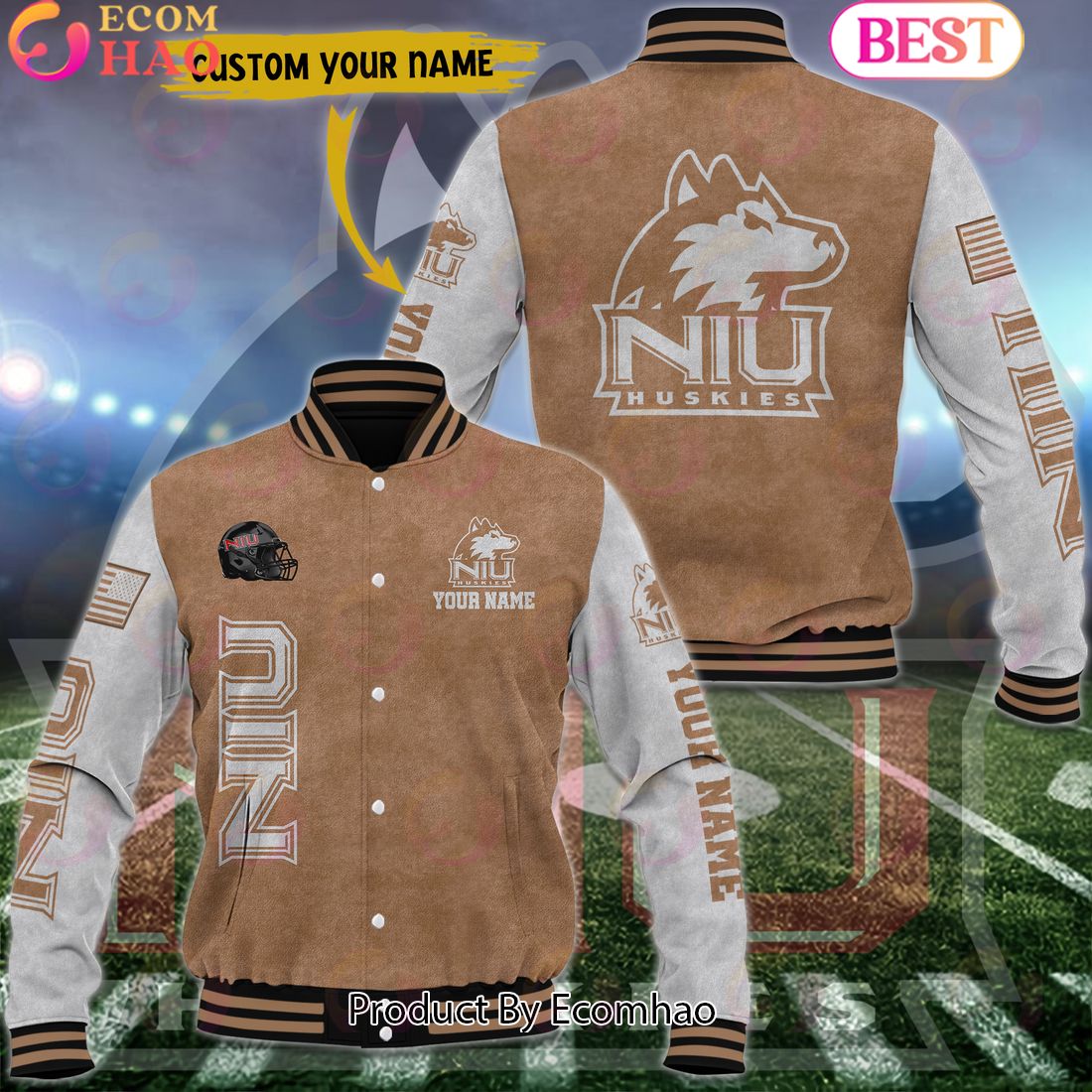 NCAA Northern Illinois Huskies Salute to Service For Veteran Day Color Custom Name Baseball Jacket