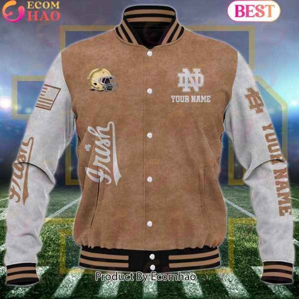 NCAA Notre Dame Fighting Irish Salute to Service For Veteran Day Color Custom Name Baseball Jacket