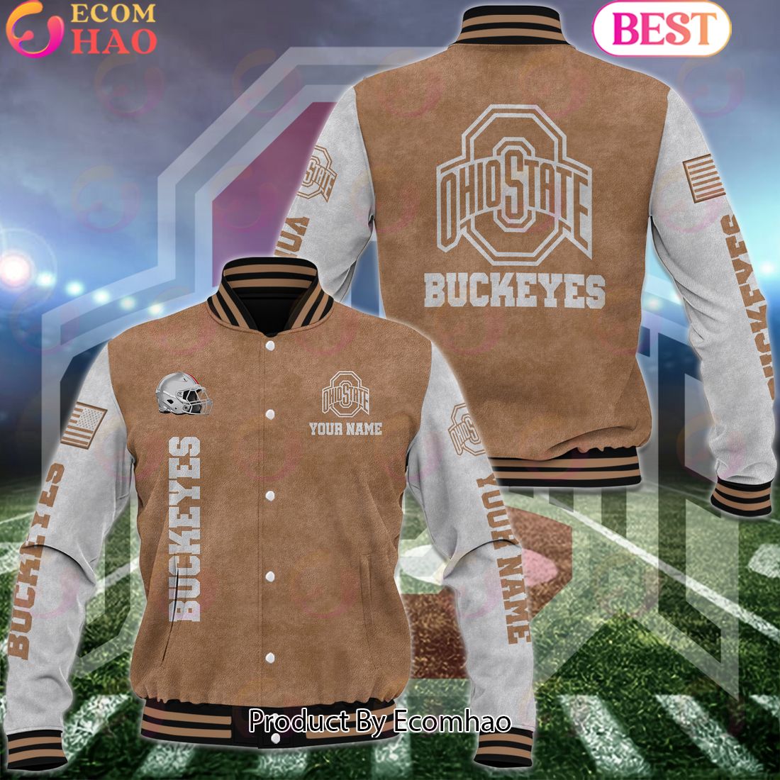 NCAA Ohio State Buckeyes Salute to Service For Veteran Day Color Custom Name Baseball Jacket