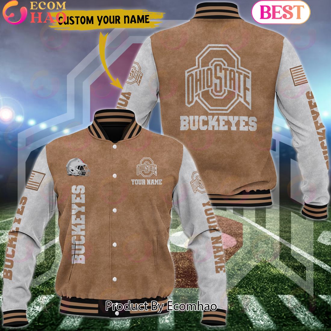 NCAA Ohio State Buckeyes Salute to Service For Veteran Day Color Custom Name Baseball Jacket