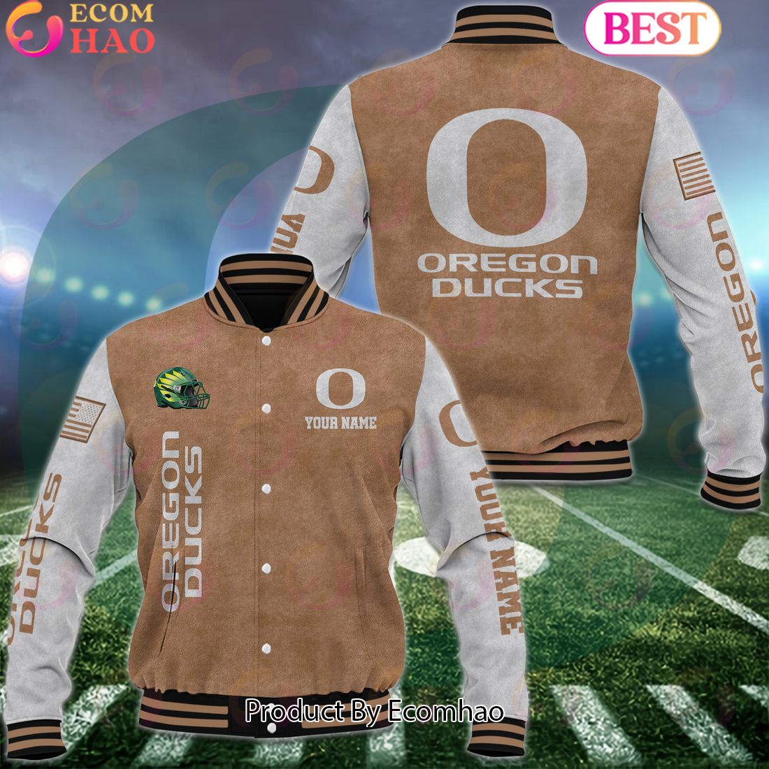 NCAA Oregon Ducks Salute to Service For Veteran Day Color Custom Name Baseball Jacket