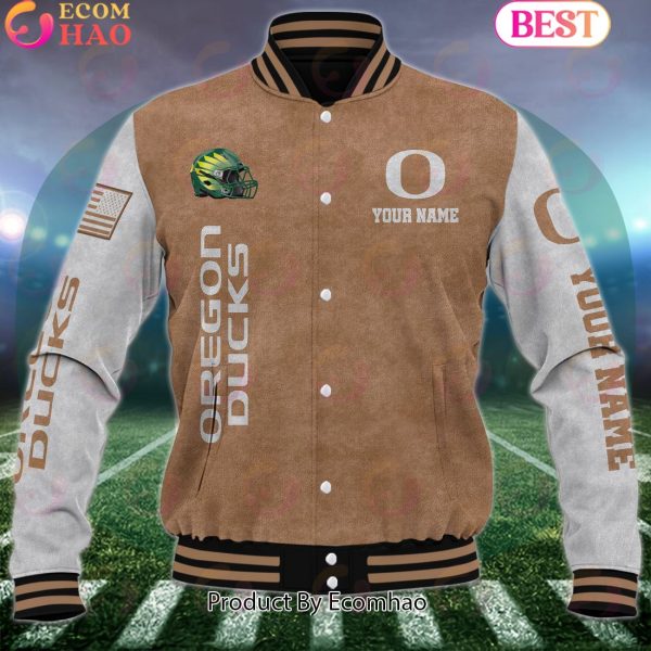NCAA Oregon Ducks Salute to Service For Veteran Day Color Custom Name Baseball Jacket