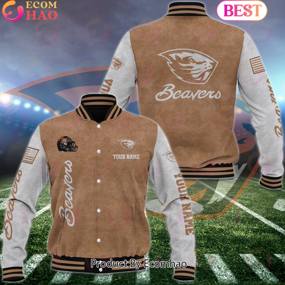 NCAA Oregon State Beavers Salute to Service For Veteran Day Color Custom Name Baseball Jacket