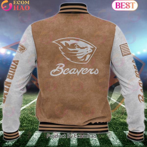 NCAA Oregon State Beavers Salute to Service For Veteran Day Color Custom Name Baseball Jacket
