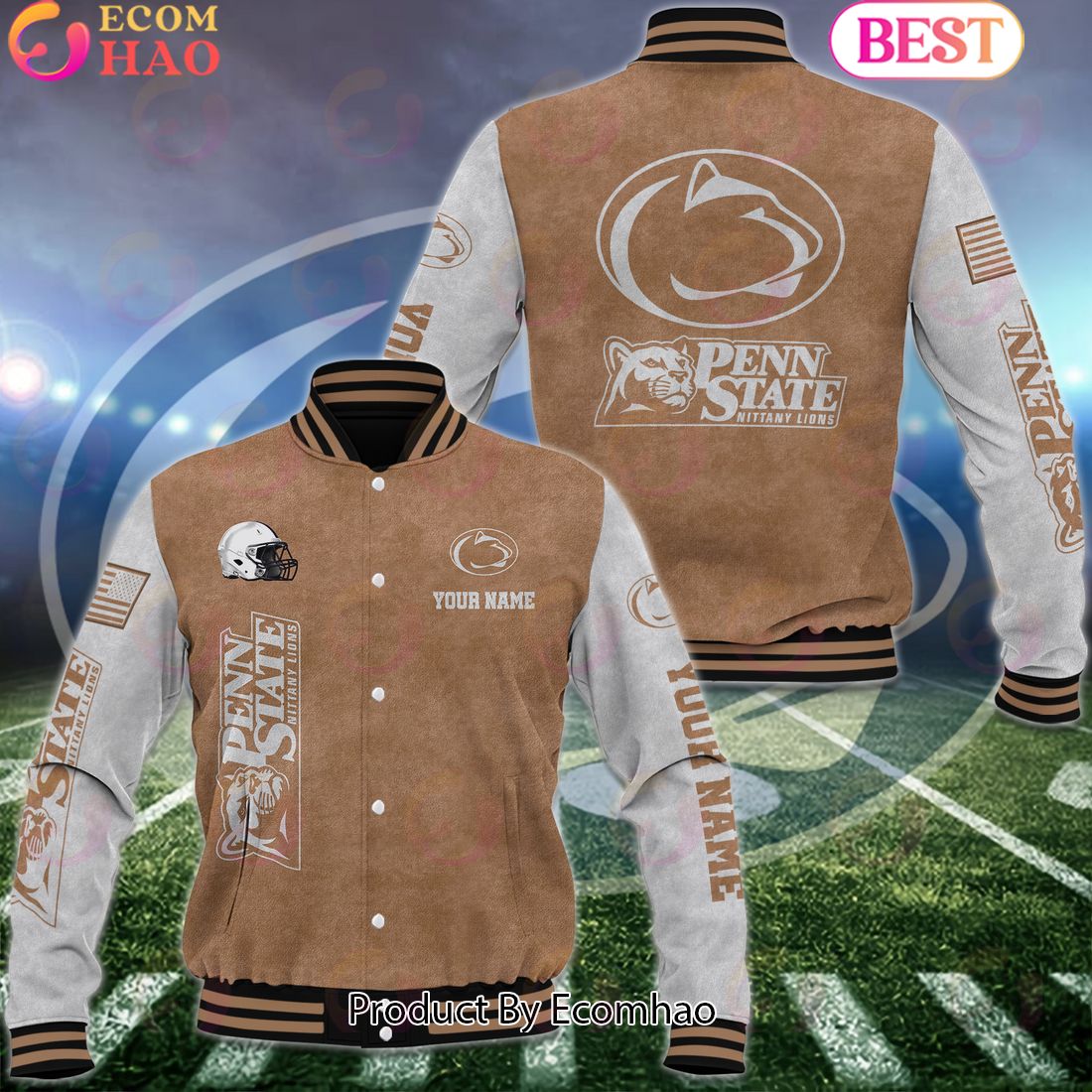 NCAA Penn State Nittany Lions Salute to Service For Veteran Day Color Custom Name Baseball Jacket