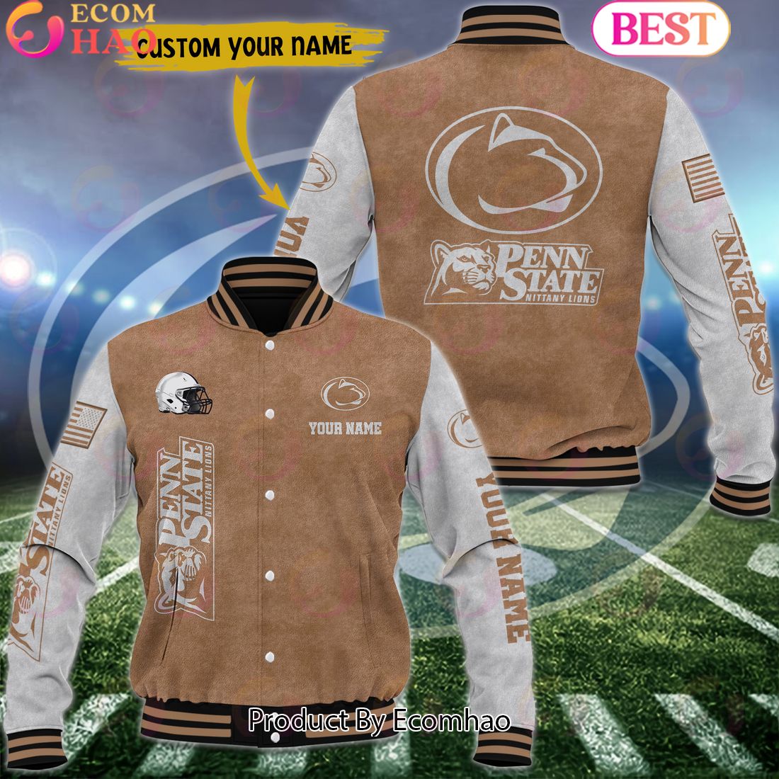 NCAA Penn State Nittany Lions Salute to Service For Veteran Day Color Custom Name Baseball Jacket