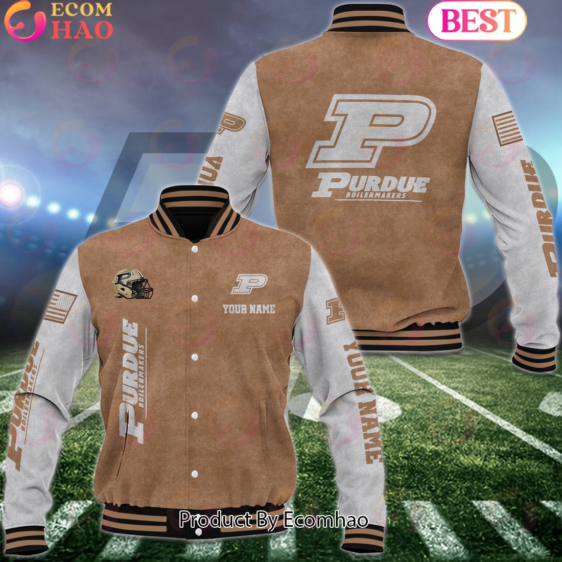 NCAA Purdue Boilermakers Salute to Service For Veteran Day Color Custom Name Baseball Jacket