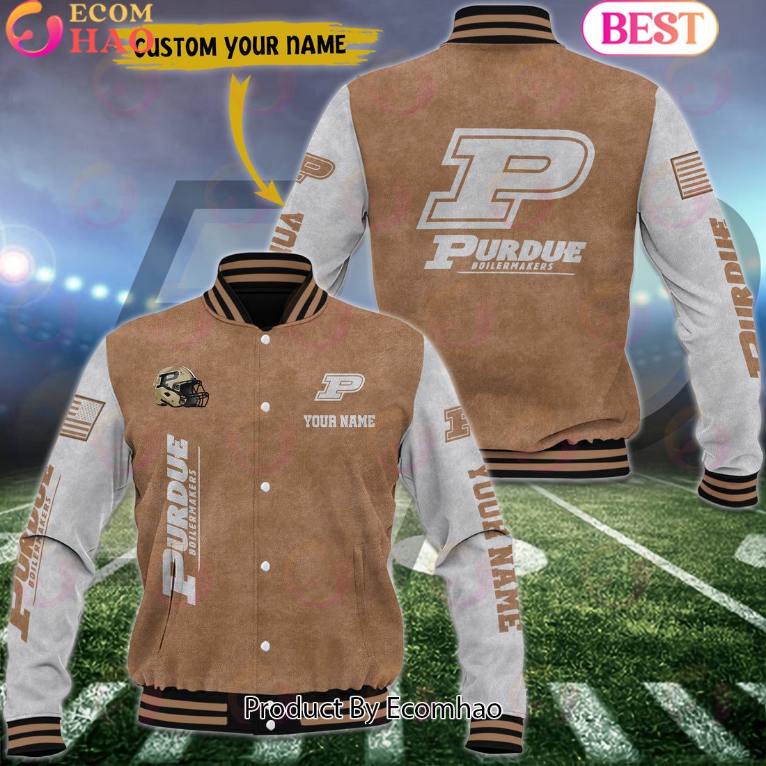 NCAA Purdue Boilermakers Salute to Service For Veteran Day Color Custom Name Baseball Jacket