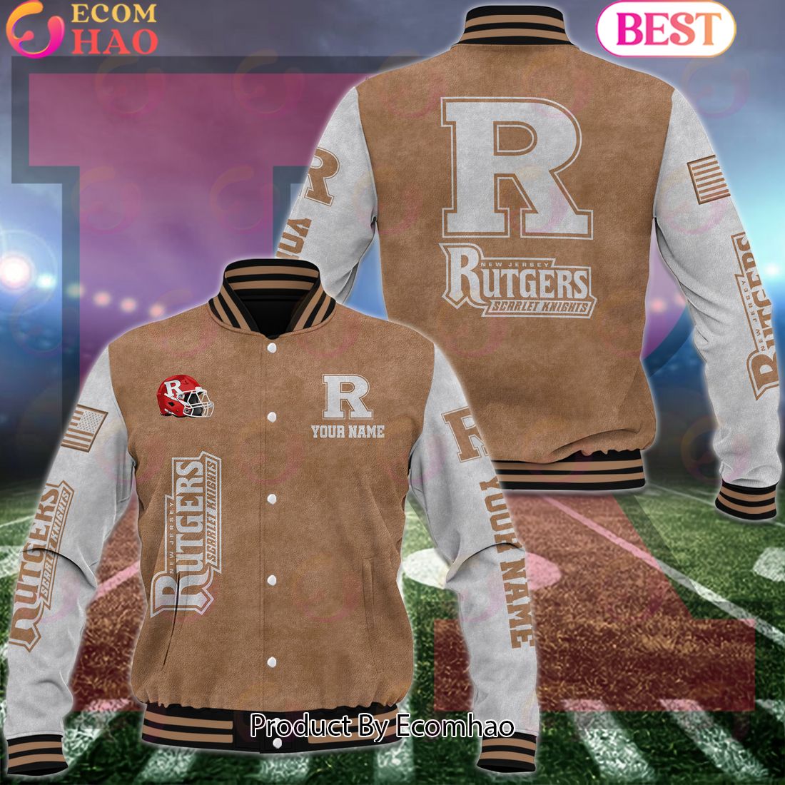 NCAA Rutgers Scarlet Knights Salute to Service For Veteran Day Color Custom Name Baseball Jacket