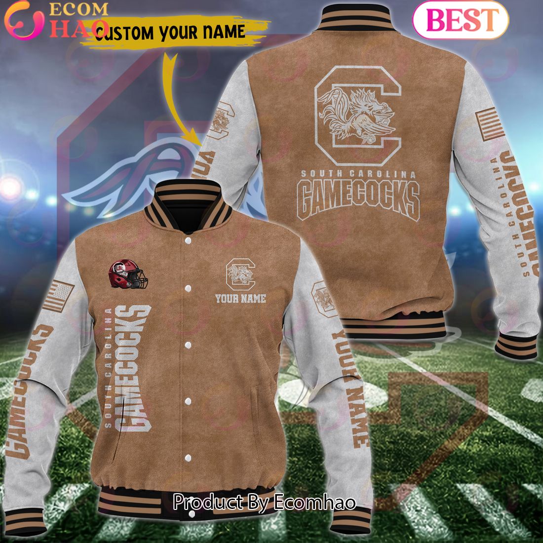 NCAA South Carolina Gamecocks Salute to Service For Veteran Day Color Custom Name Baseball Jacket