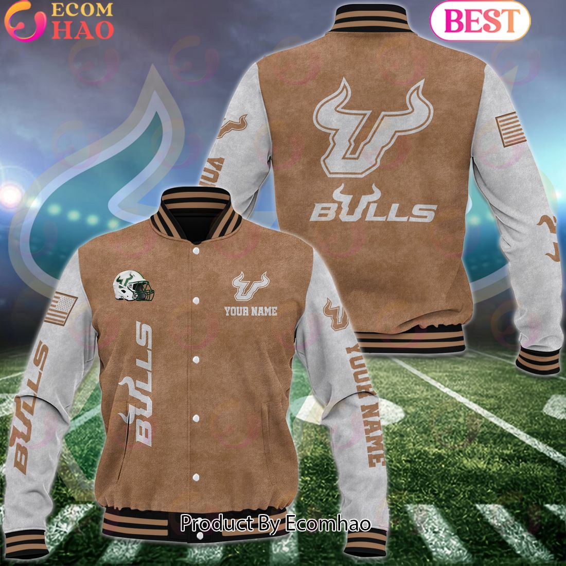 NCAA South Florida Bulls Salute to Service For Veteran Day Color Custom Name Baseball Jacket