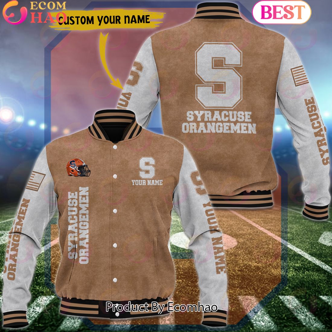 NCAA Syracuse Orange Salute to Service For Veteran Day Color Custom Name Baseball Jacket