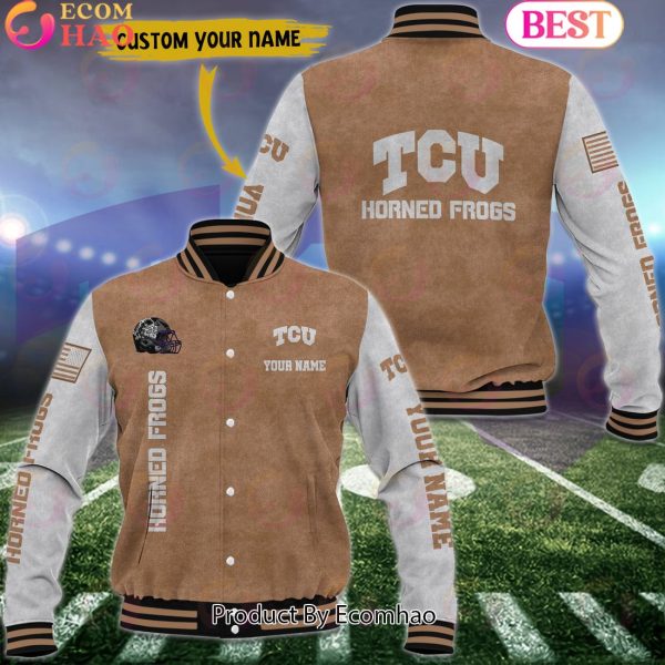 NCAA TCU Horned Frogs Salute to Service For Veteran Day Color Custom Name Baseball Jacket