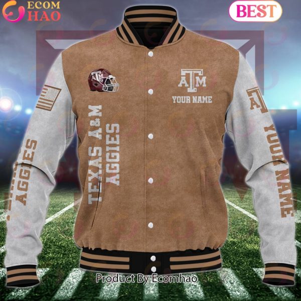 NCAA Texas A&M Aggies Salute to Service For Veteran Day Color Custom Name Baseball Jacket