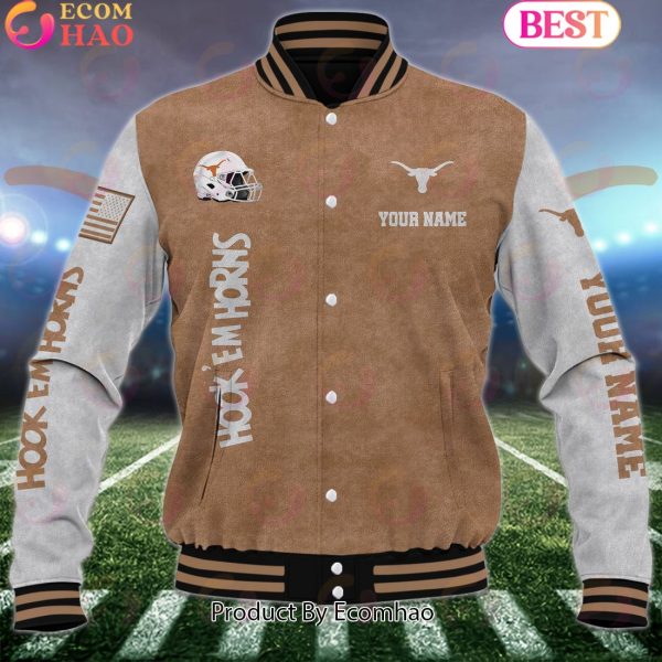 NCAA Texas Longhorns Salute to Service For Veteran Day Color Custom Name Baseball Jacket