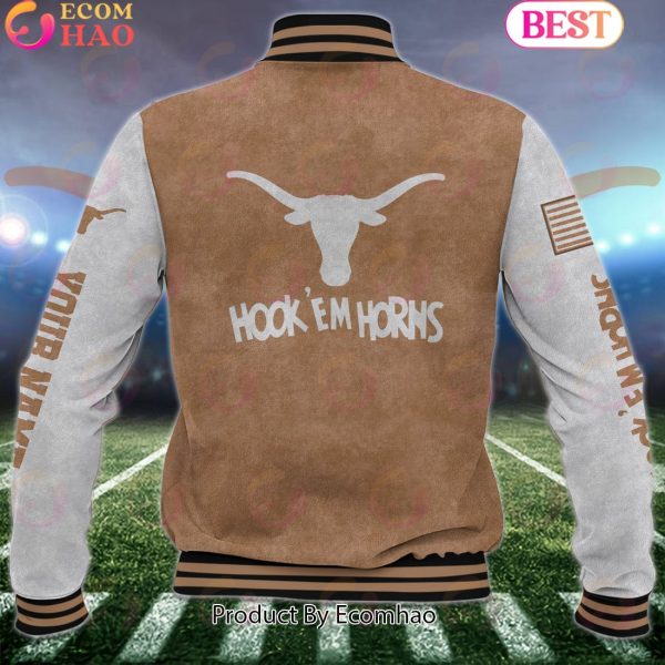 NCAA Texas Longhorns Salute to Service For Veteran Day Color Custom Name Baseball Jacket