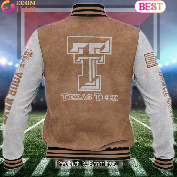 NCAA Texas Tech Red Raiders Salute to Service For Veteran Day Color Custom Name Baseball Jacket