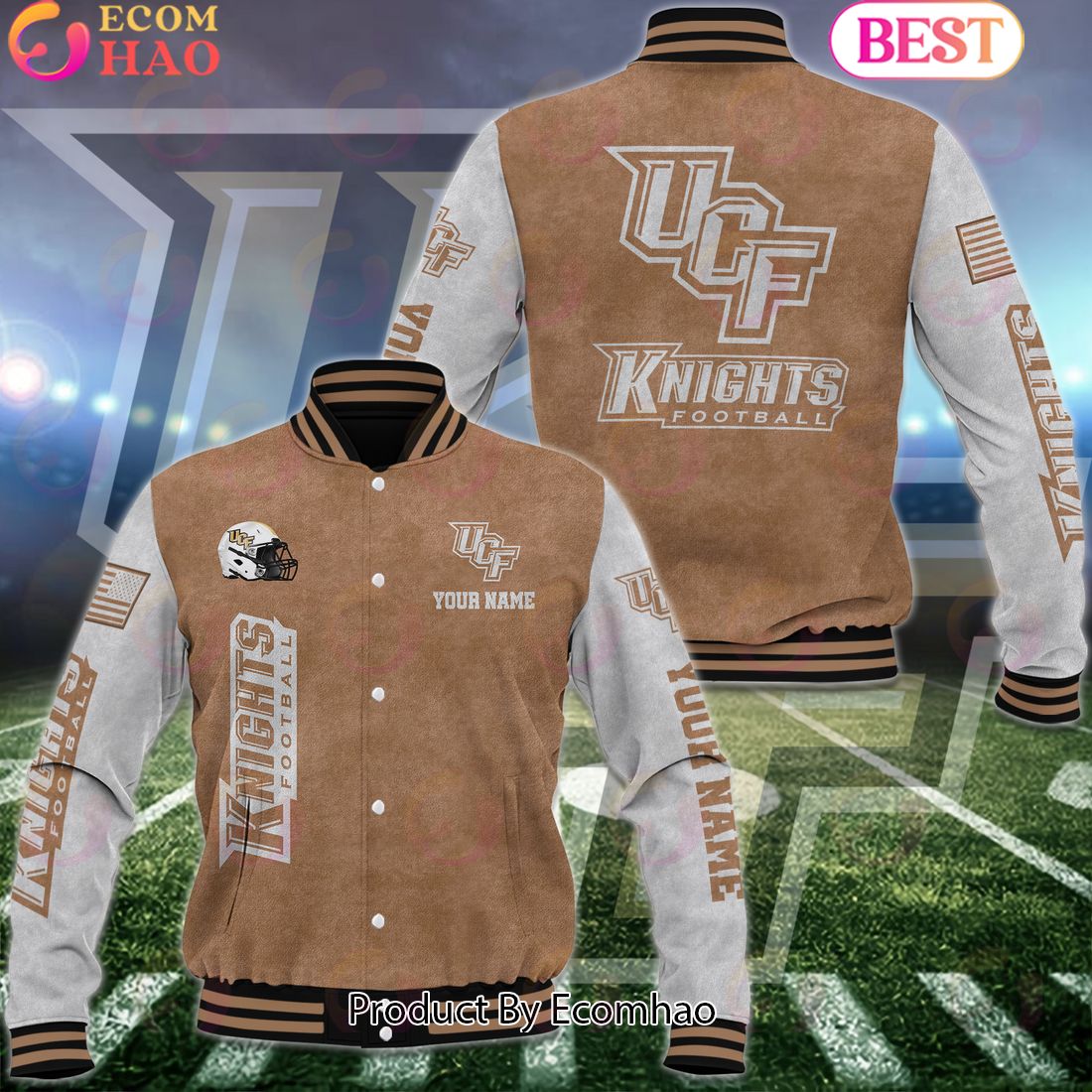 NCAA UCF Knights Salute to Service For Veteran Day Color Custom Name Baseball Jacket