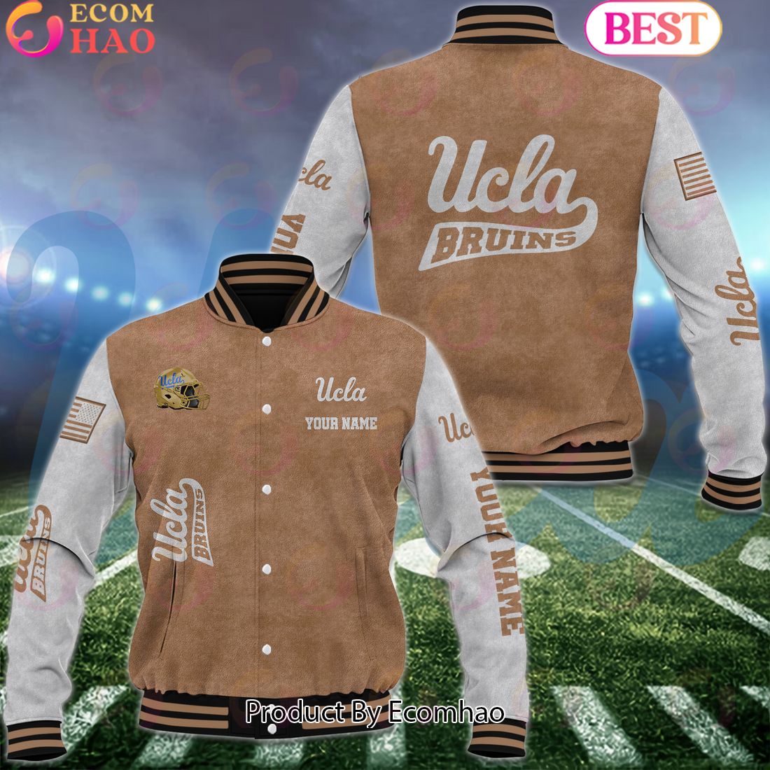 NCAA UCLA Bruins Salute to Service For Veteran Day Color Custom Name Baseball Jacket