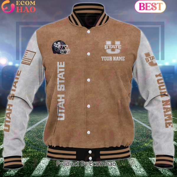 NCAA Utah State Aggies Salute to Service For Veteran Day Color Custom Name Baseball Jacket