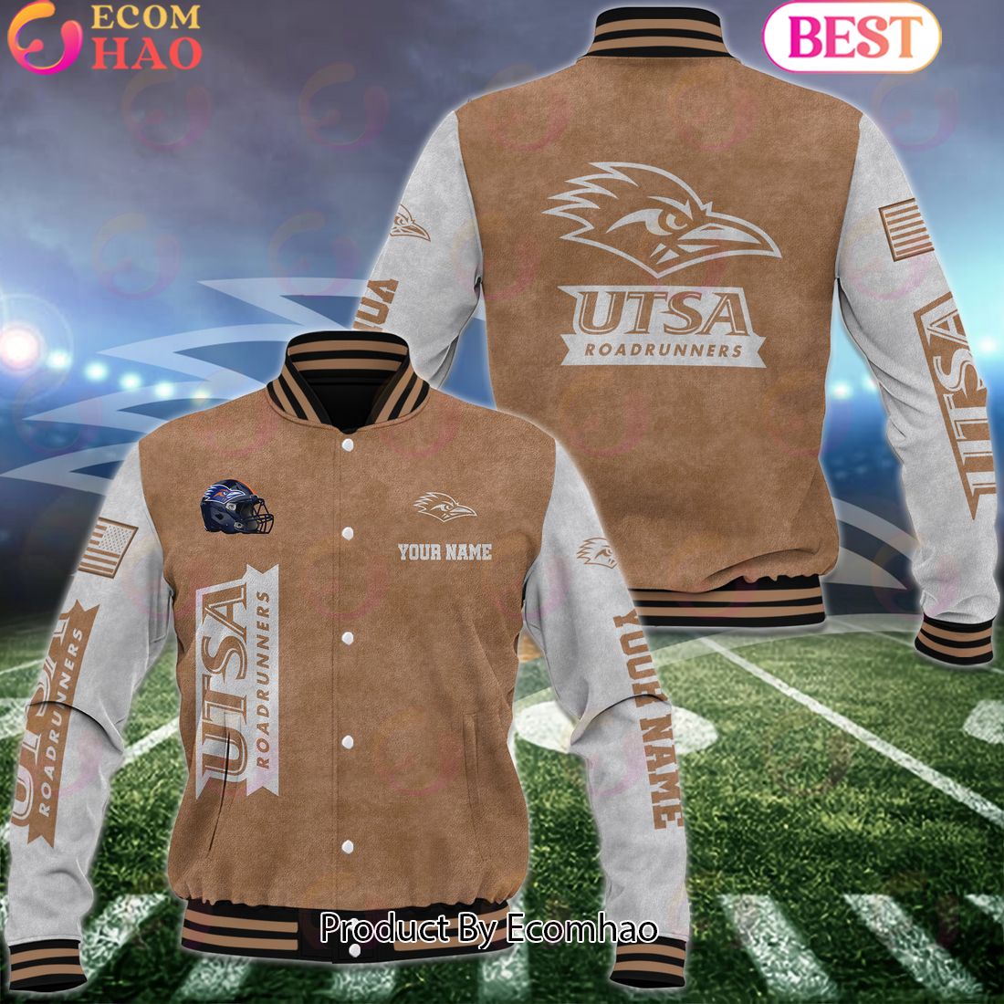 NCAA UTSA Roadrunners Salute to Service For Veteran Day Color Custom Name Baseball Jacket