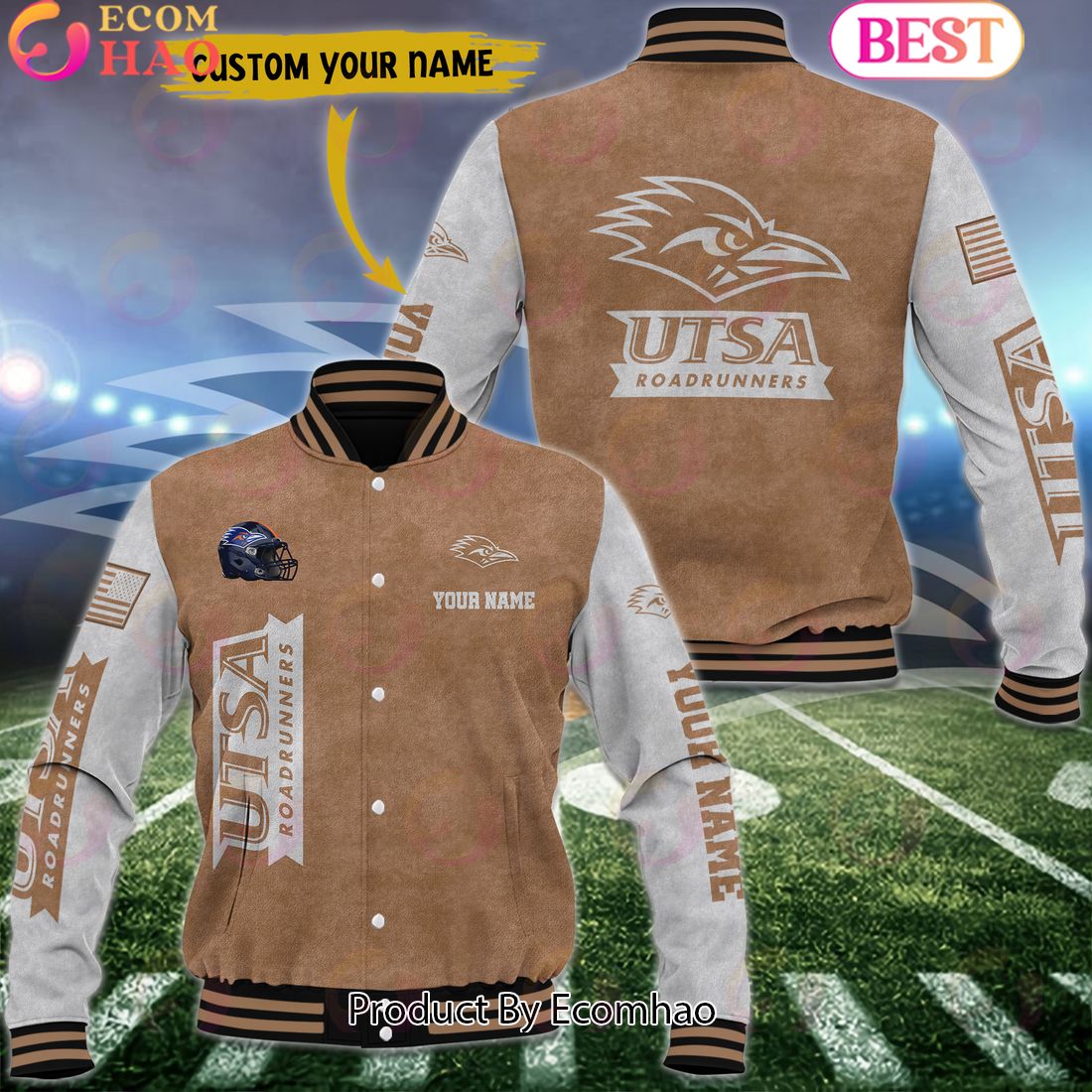 NCAA UTSA Roadrunners Salute to Service For Veteran Day Color Custom Name Baseball Jacket