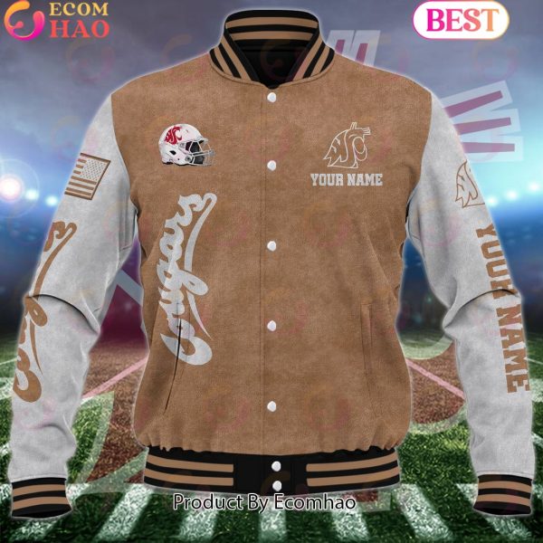 NCAA Washington State Cougars Salute to Service For Veteran Day Color Custom Name Baseball Jacket