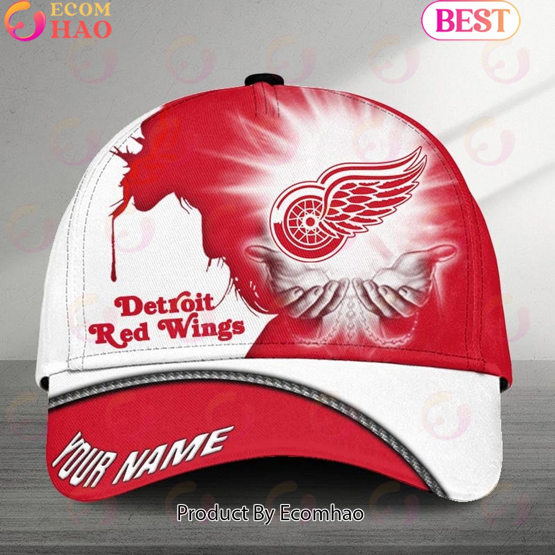 NHL Detroit Red Wings God’s Gift Design Custom Name Cap