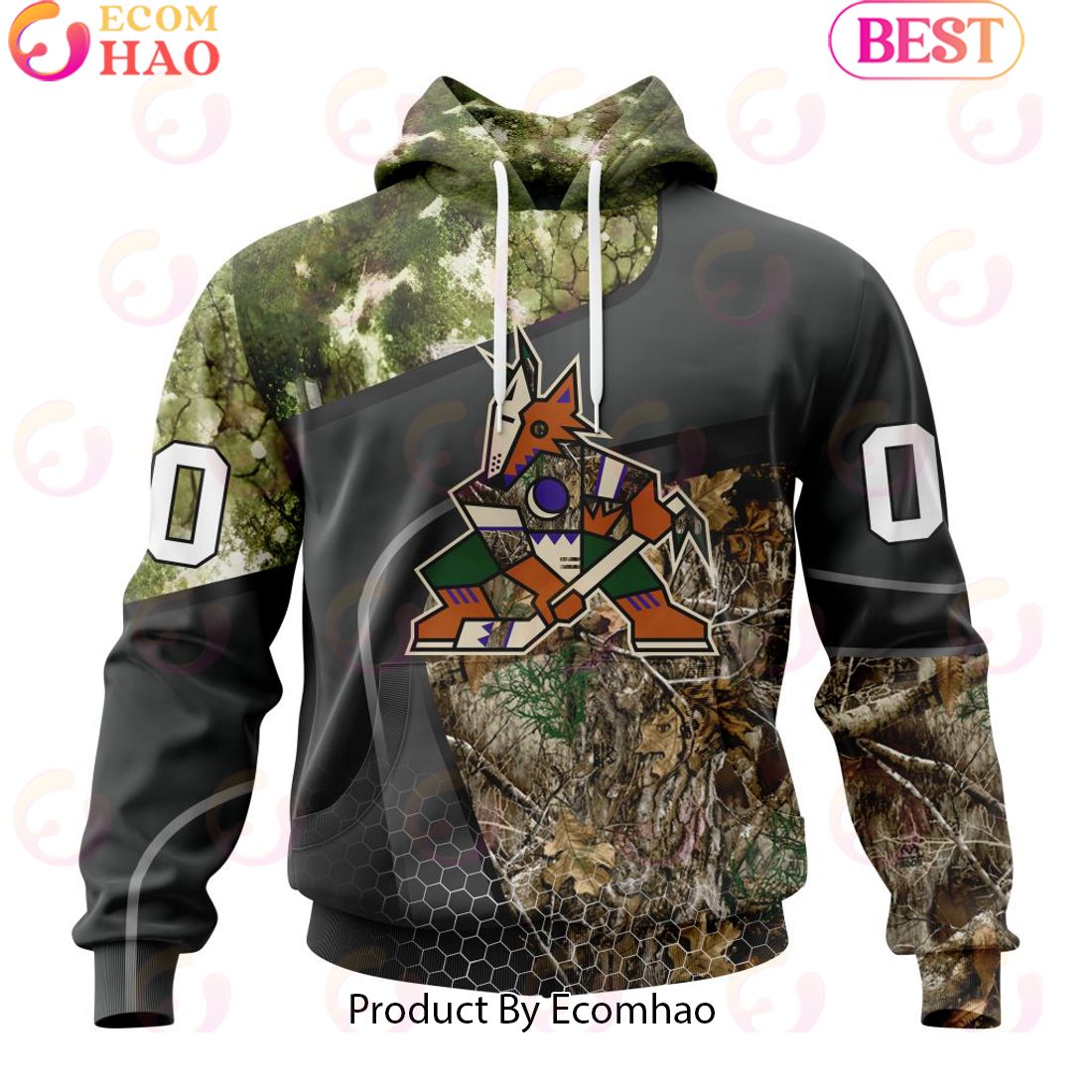 Personalized NHL Arizona Coyotes Special Hunting Camo Design Full Printed Hoodie