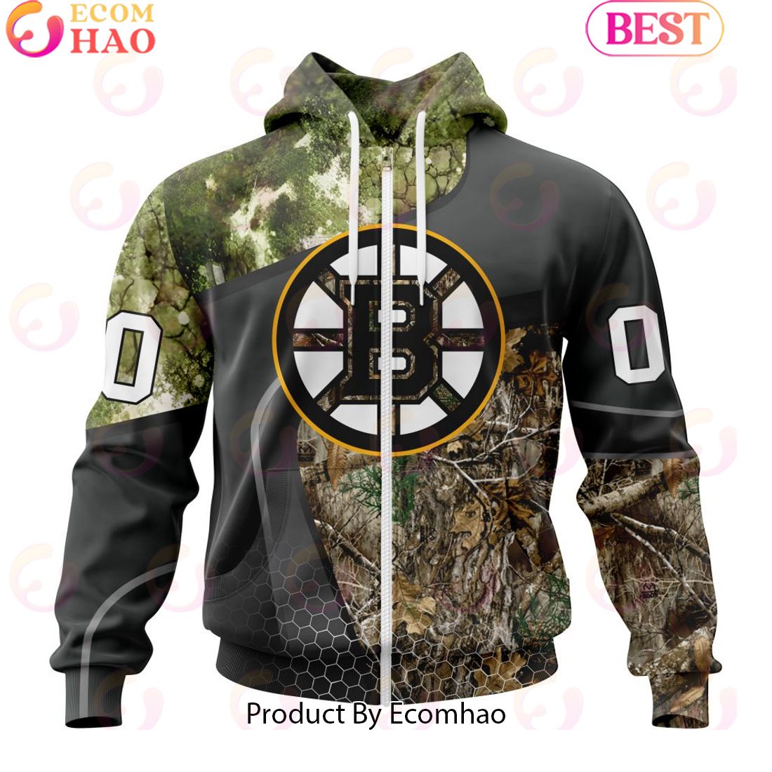 Personalized NHL Boston Bruins Special Hunting Camo Design Full Printed Hoodie