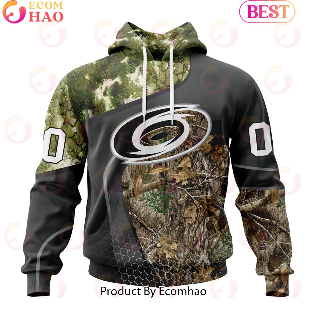 Personalized NHL Carolina Hurricanes Special Hunting Camo Design Full Printed Hoodie