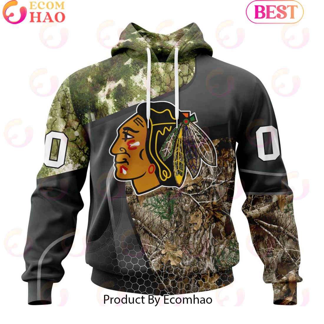 Personalized NHL Chicago Blackhawks Special Hunting Camo Design Full Printed Hoodie