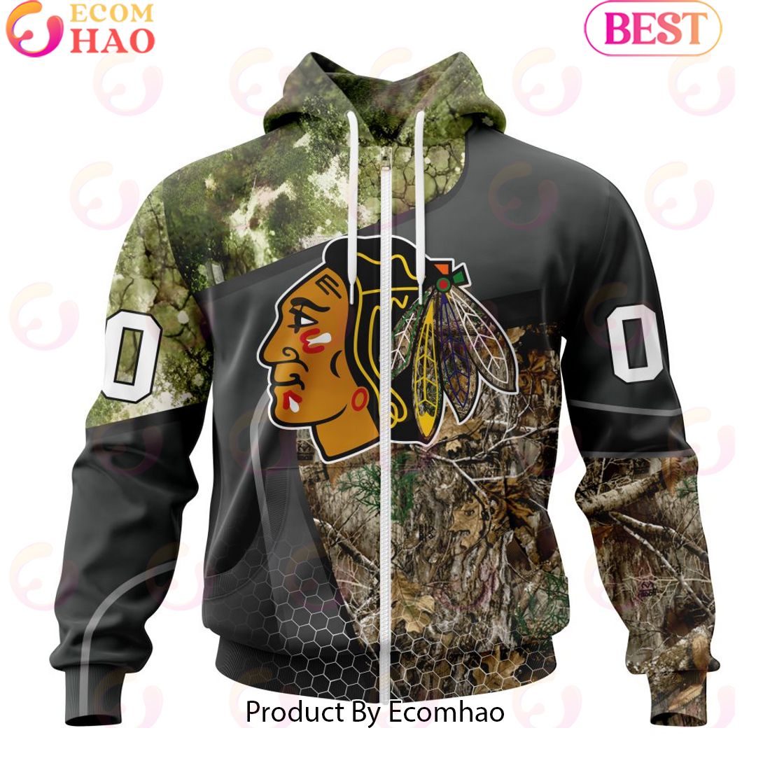 Personalized NHL Chicago Blackhawks Special Hunting Camo Design Full Printed Hoodie