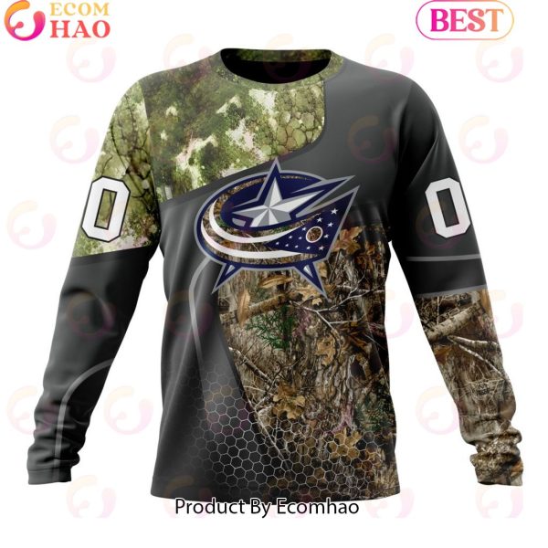 Personalized NHL Columbus Blue Jackets Special Hunting Camo Design Full Printed Hoodie