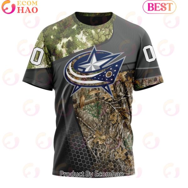 Personalized NHL Columbus Blue Jackets Special Hunting Camo Design Full Printed Hoodie