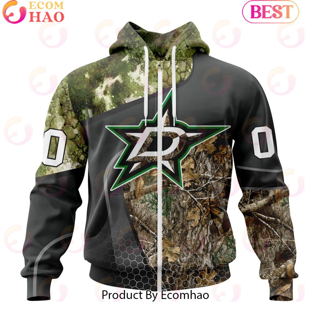 Personalized NHL Dallas Stars Special Hunting Camo Design Full Printed Hoodie