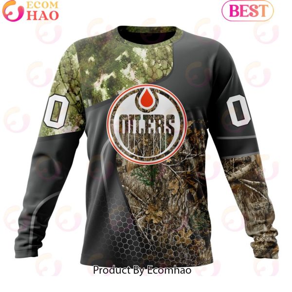 Personalized NHL Edmonton Oilers Special Hunting Camo Design Full Printed Hoodie