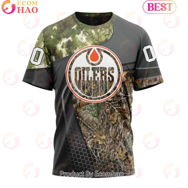 Personalized NHL Edmonton Oilers Special Hunting Camo Design Full Printed Hoodie
