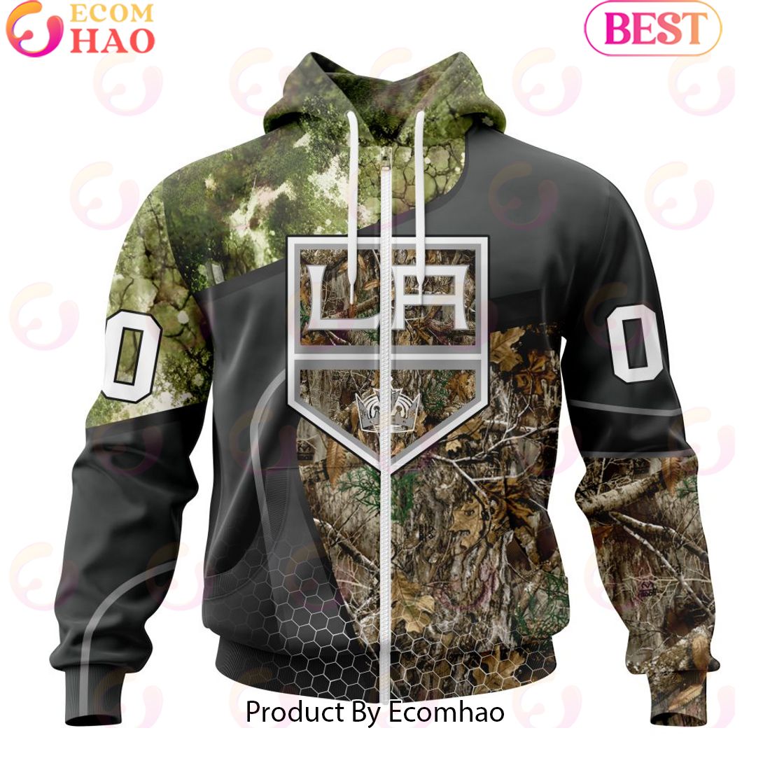 Personalized NHL Los Angeles Kings Special Hunting Camo Design Full Printed Hoodie