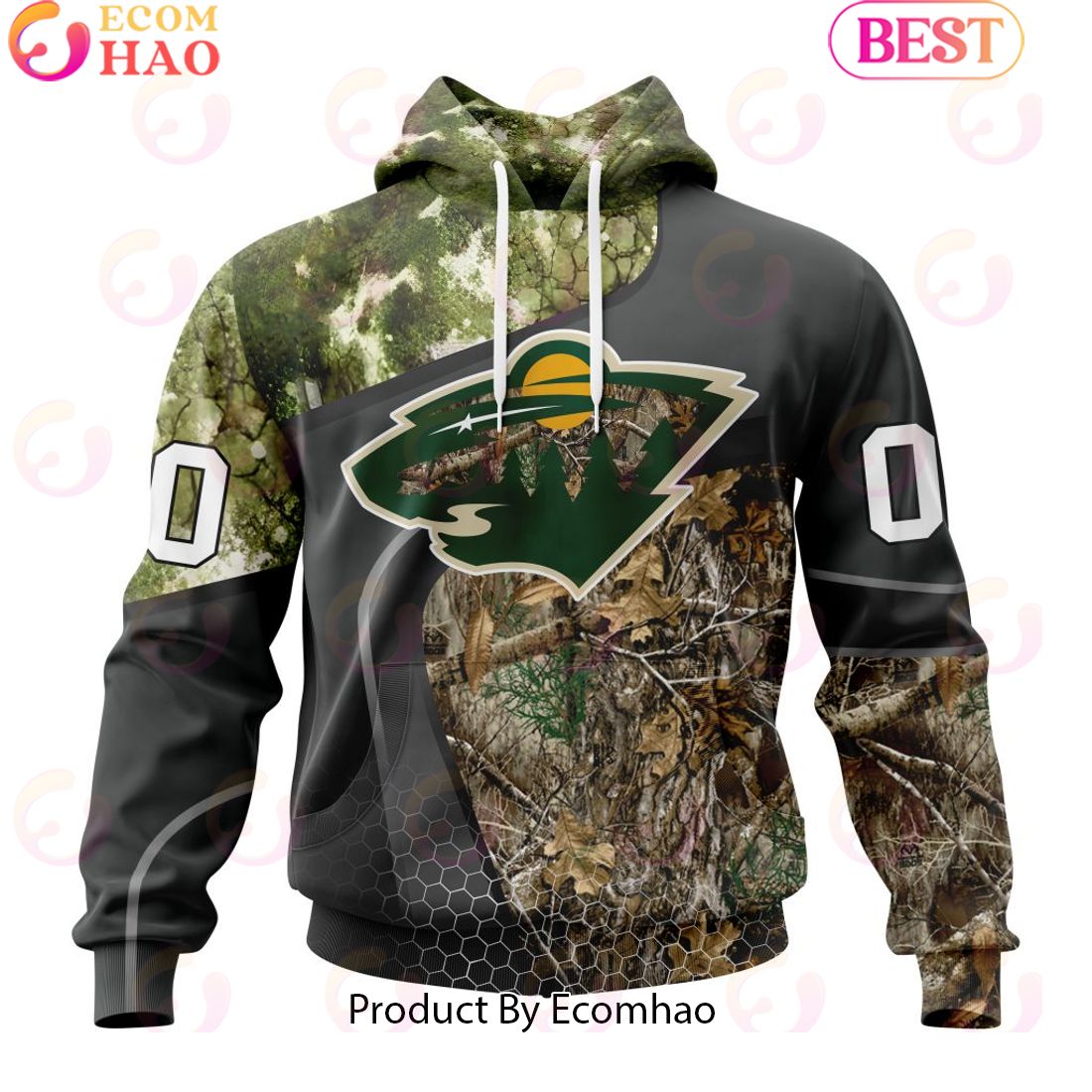 Personalized NHL Minnesota Wild Special Hunting Camo Design Full Printed Hoodie